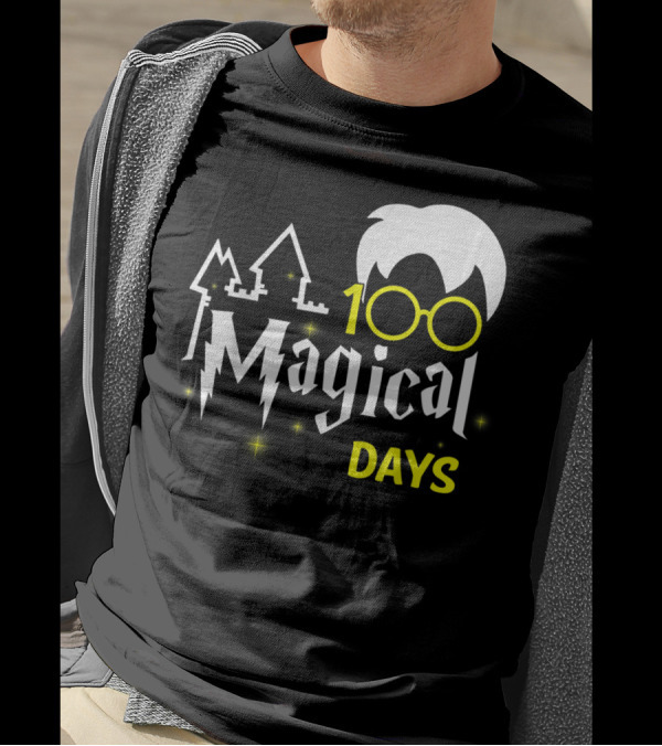 100 Magical Days Wizard Glasses And Castle 100th Days Of School T-Shirt