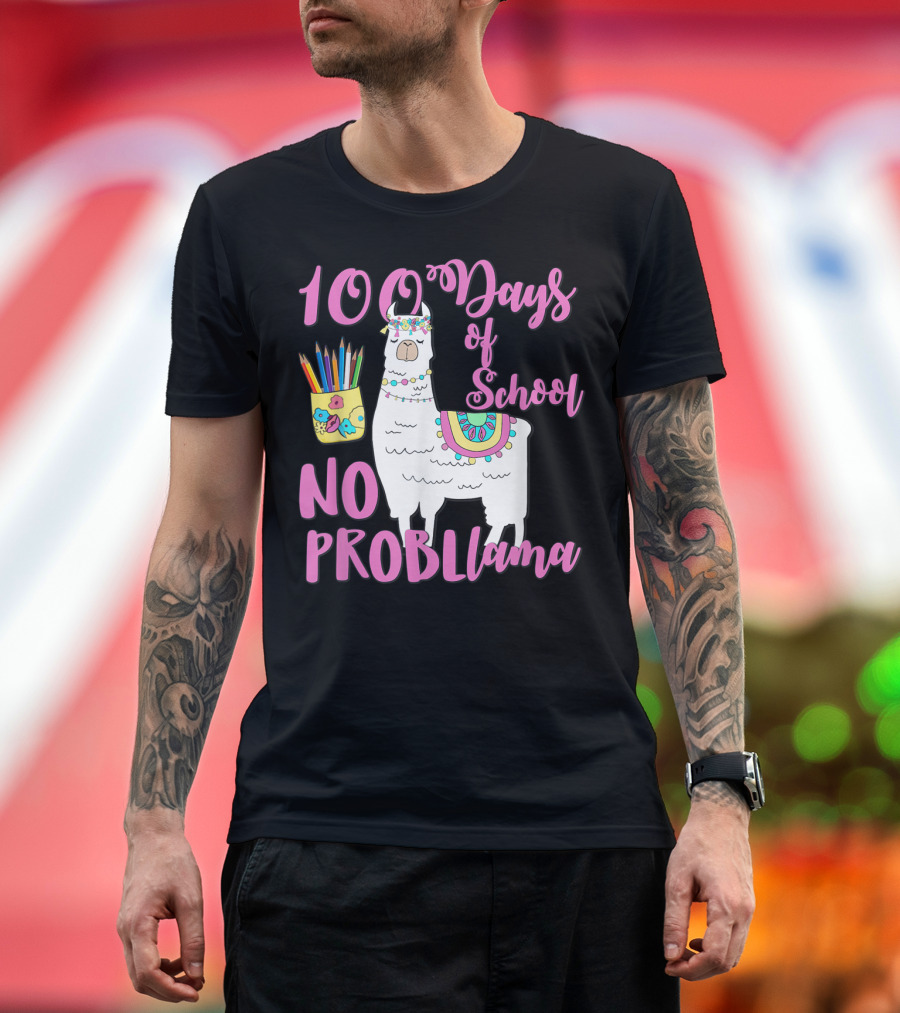100 Days of School No Probllama Llama Teachers T-Shirt