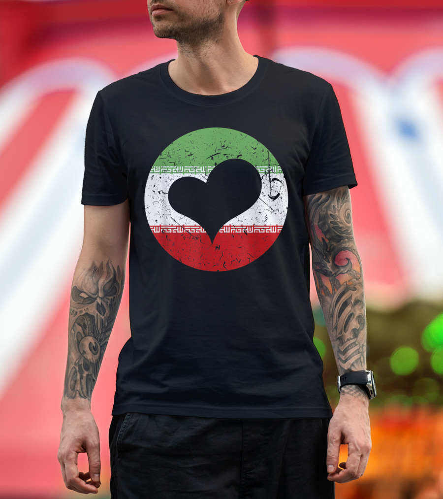 Heart Shape in Iran Flag Colors Circle Iranian Pride T-Shirt