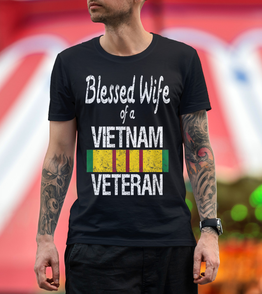 Blessed Wife of a Vietnam Veteran with Service Ribbon Badge T-Shirt