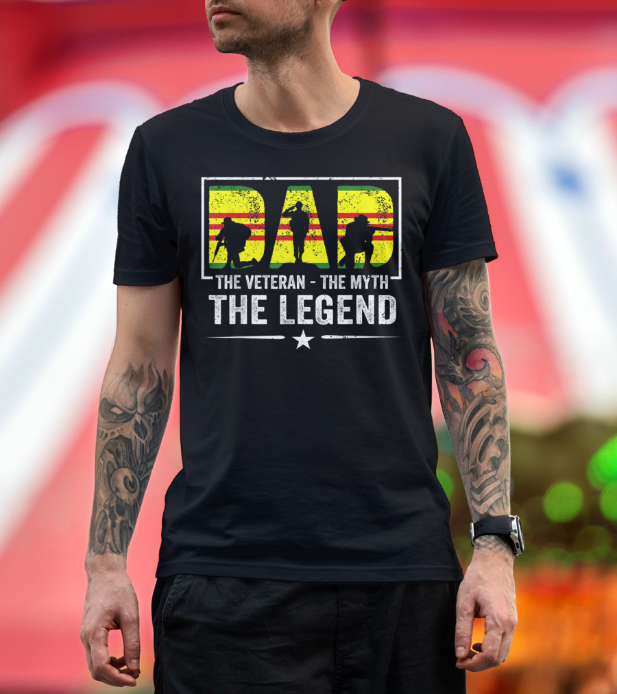 Dad Vietnam Veteran Myth Legend Silhouette Star Stripes T-Shirt