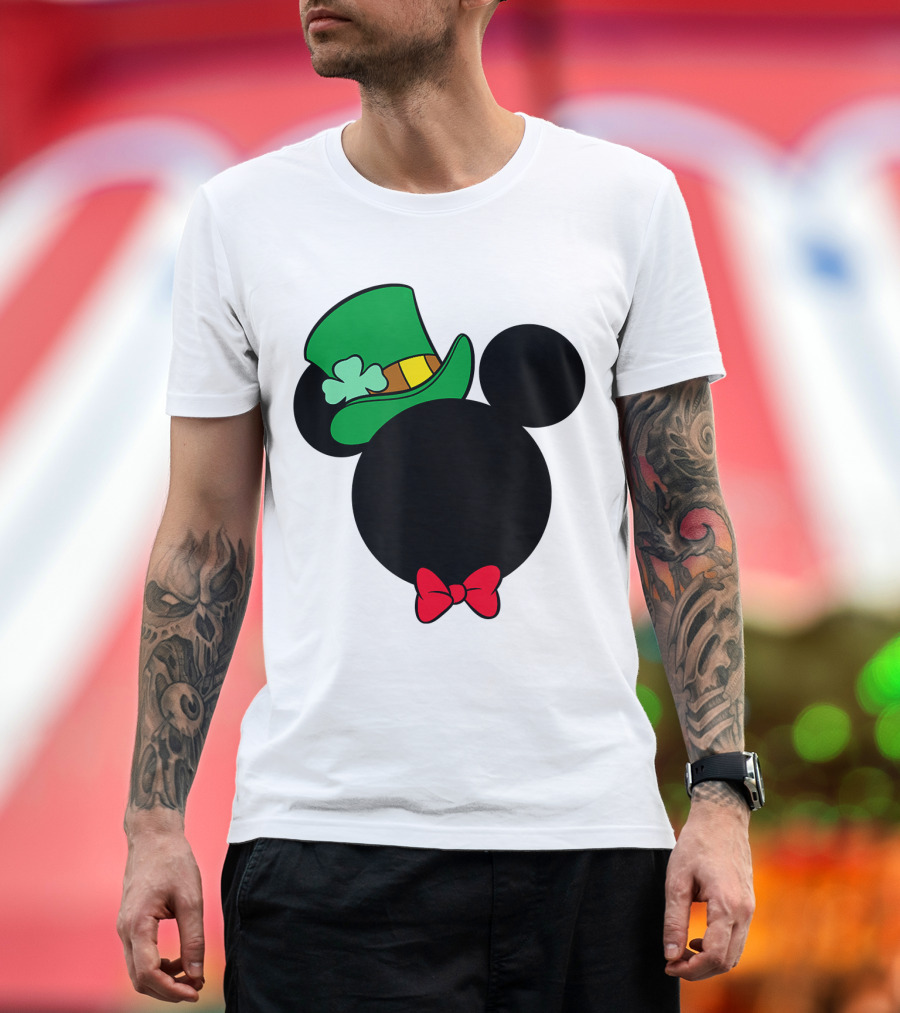 Disney Mickey Mouse Icon Leprechaun Hat Bowtie T-Shirt