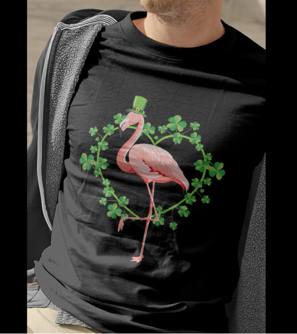 Funny Flamingo Shamrock Flamingo St Patrick's Day T-Shirt