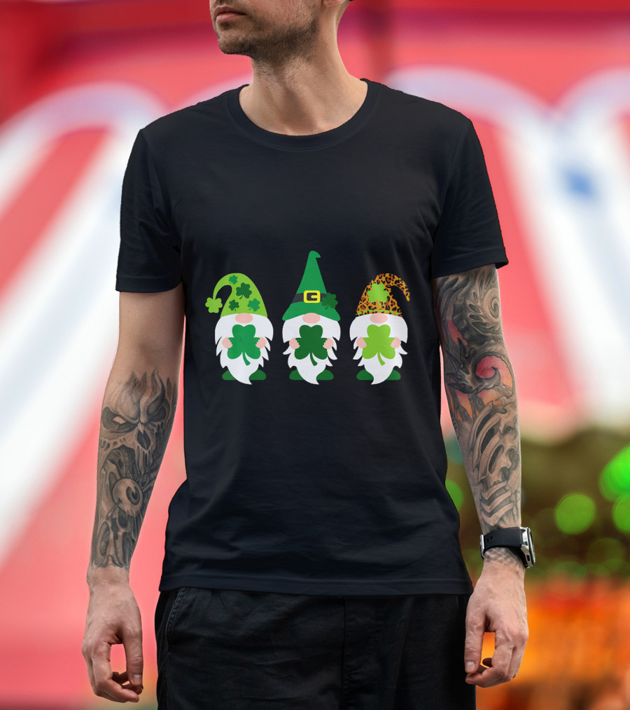 Irish Gnome Leprechaun Tomte Green Shamrock Hats Gnomes T-Shirt