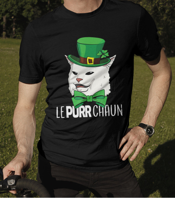 Lepurrchaun Cat With Shamrock Hat And Bowtie T-Shirt