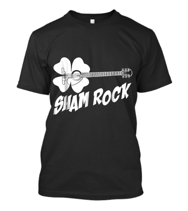 Sham Rock Funny St Patricks Day With Shamrock Guitar T-Shirt