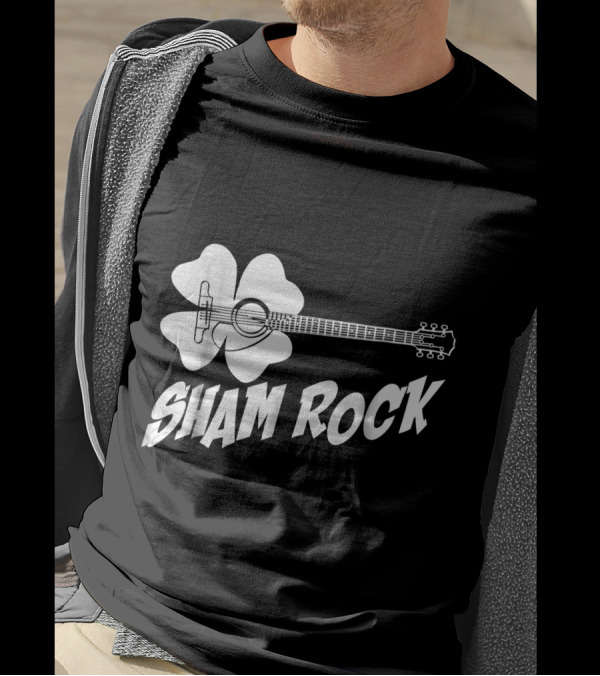 Sham Rock Funny St Patricks Day With Shamrock Guitar T-Shirt