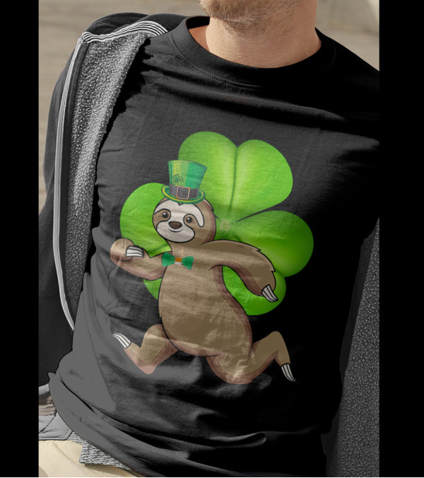 Running Sloth Shamrocks St Patricks Day Animal T-Shirt