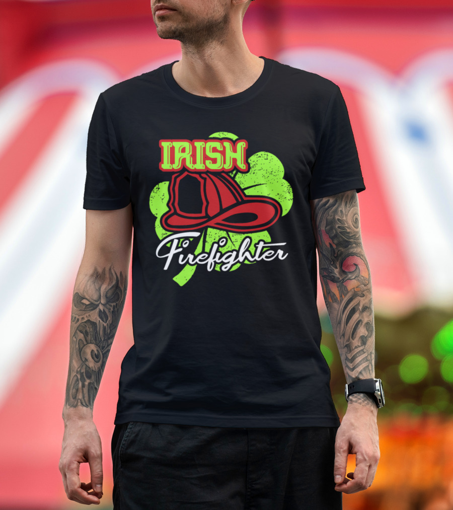 Irish Firefighter Shamrock Helmet T-Shirt