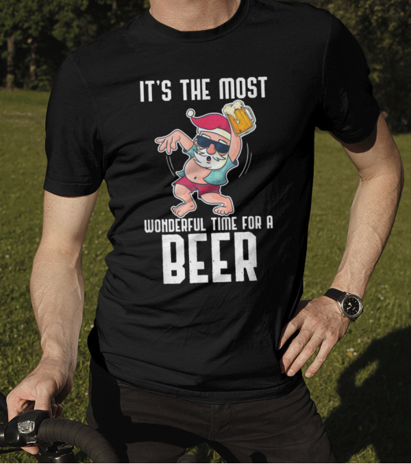 It's The Most Wonderful Time For A Beer Santa Summer Vibes T-Shirt