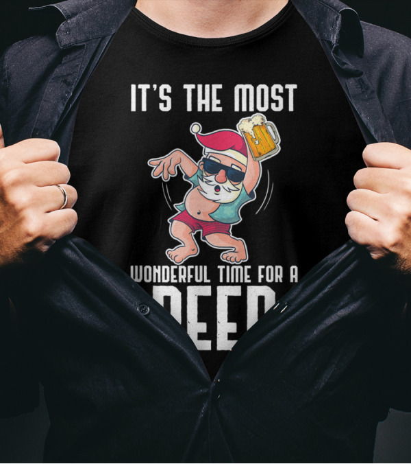 It's The Most Wonderful Time For A Beer Santa Summer Vibes T-Shirt