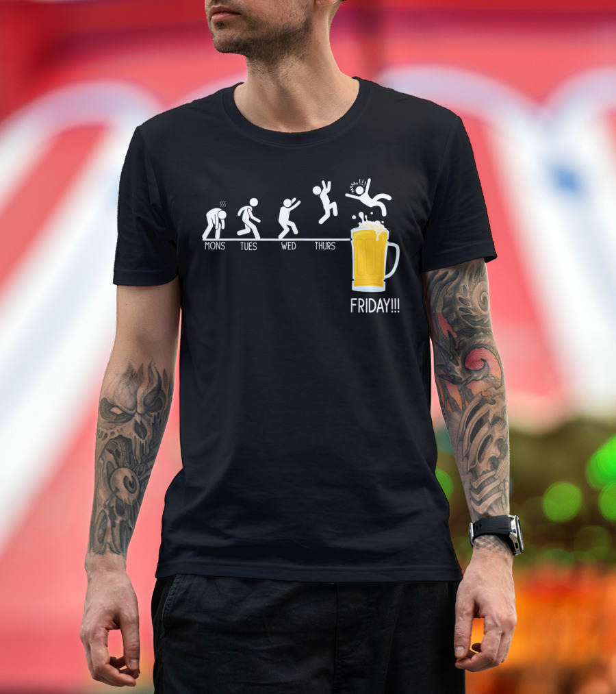 Monday Tuesday Wednesday Thursday Friday Beer Celebration Iconic Weekly Evolution T-Shirt