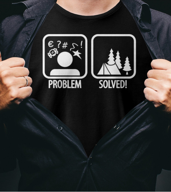 Camping Problem Solved With Symbols And Tent Trees T-Shirt