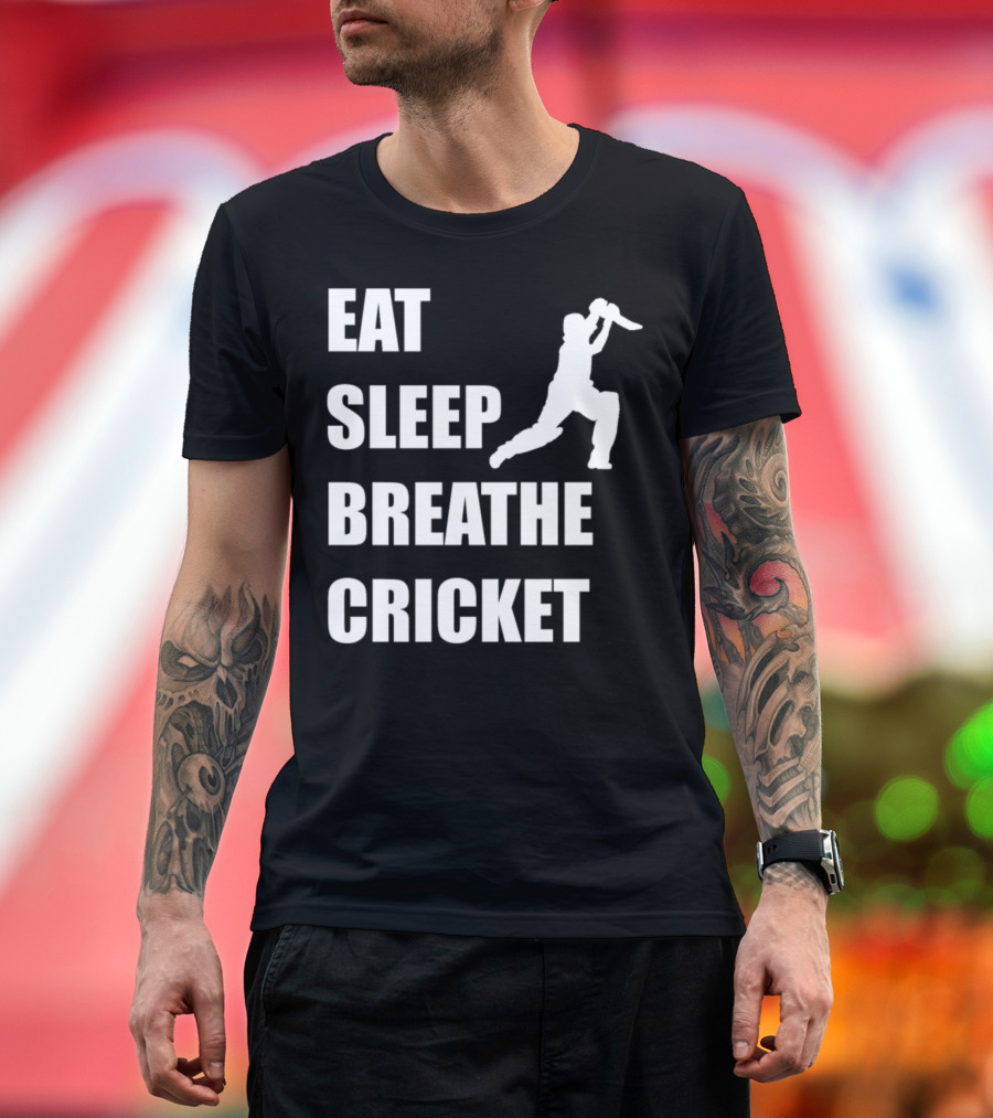 Eat Sleep Breathe Cricket Silhouette Batter T-Shirt