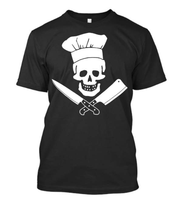 Head Chef Skull With Knives Funny Cooking Butcher Culinary T-Shirt