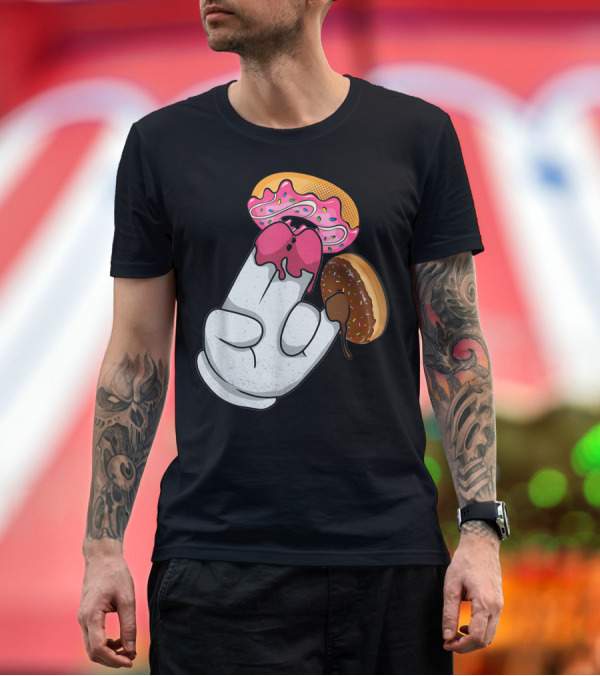 Premium T-Shirt: Dirty Donut 2 In The Pink 1 In The Stink Finger Gesture Sprinkles Chocolate T-Shirt Dirty Donut 2 In The Pink 1 In The Stink Finger Gesture Sprinkles Chocolate T-Shirt
