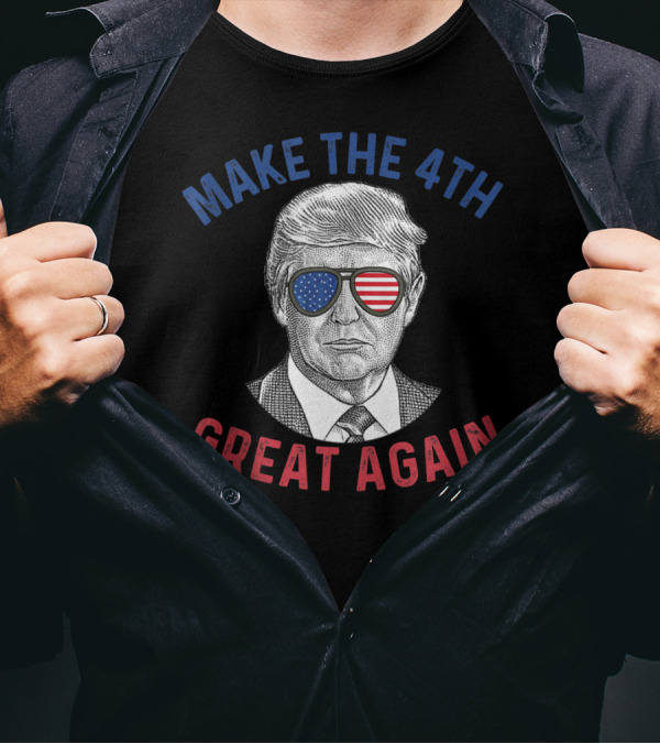 Make The 4th Great Again American Flag Glasses T-Shirt