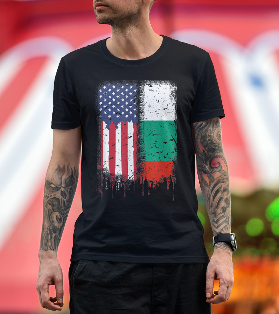 Bulgaria Flag Bulgarian American Patriot Dual Flag T-Shirt