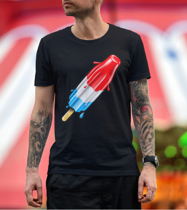 Premium T-Shirt: Cool Vintage 4th of July Summertime Popsicle Melting in Red White Blue Colors T-Shirt Cool Vintage 4th of July Summertime Popsicle Melting in Red White Blue Colors T-Shirt