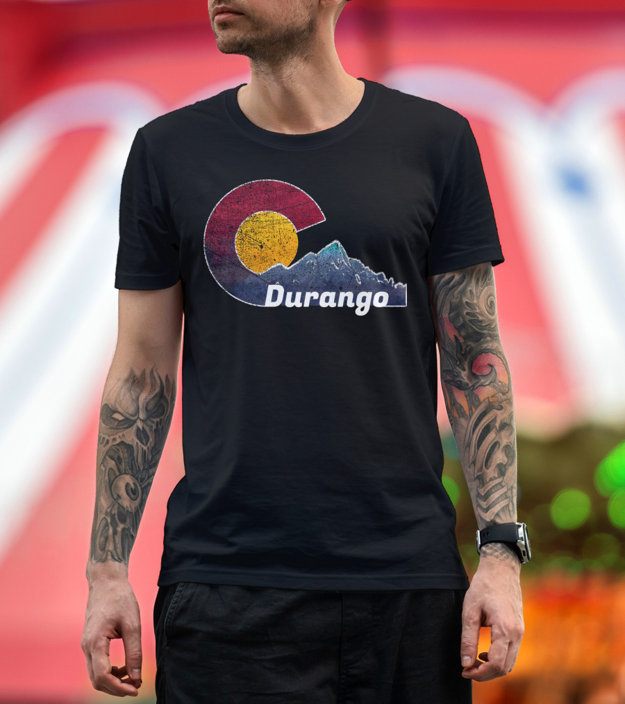 Durango Colorado Mountains with State Flag T-Shirt