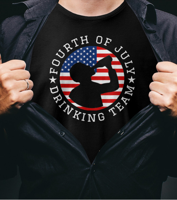 Fourth Of July Drinking Team USA Flag T-Shirt