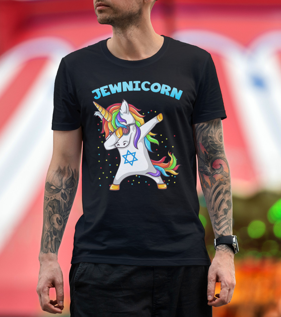 Jewnicorn Hanukkah Dabbing Unicorn With Star of David T-Shirt