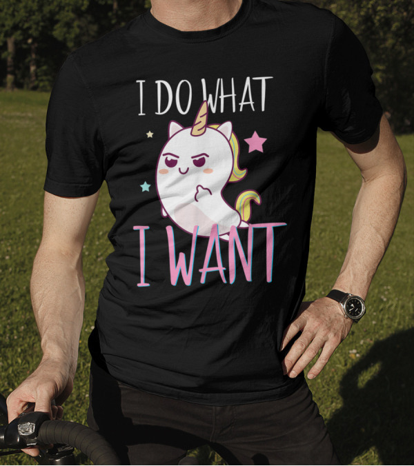 I Do What I Want Funny Unicorn With Stars And Rainbow Mane T-Shirt
