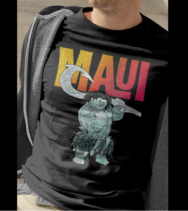 Maui Tough Pose Gradient Text Disney Moana T-Shirt