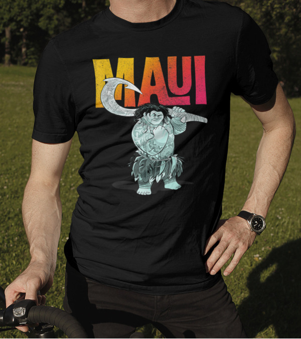 Maui Tough Pose Gradient Text Disney Moana T-Shirt