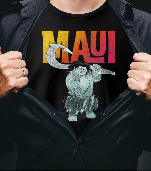 Maui Tough Pose Gradient Text Disney Moana T-Shirt