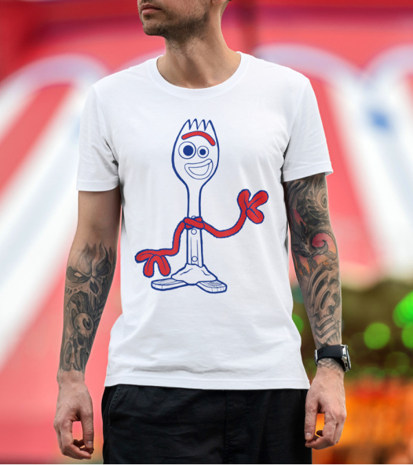 Premium T-Shirt: Disney Pixar Toy Story 4 Forky Waves Hi Neon Outline T-Shirt Disney Pixar Toy Story 4 Forky Waves Hi Neon Outline T-Shirt