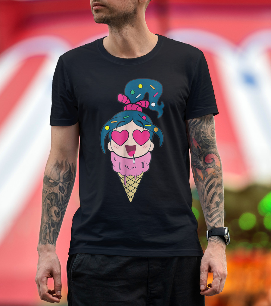 Disney Ralph Breaks The Internet Vanellope Ice Cream Cone Heart Eyes T-Shirt