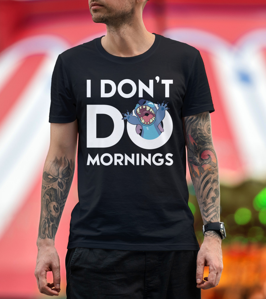 Disney Stitch I Don't Do Mornings T-Shirt