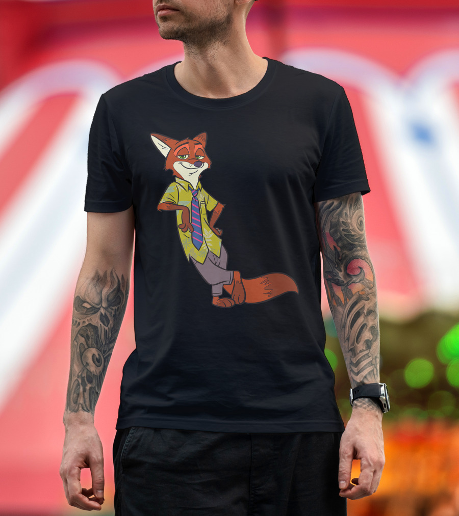 Zootopia Nick Wilde Leaning Cool Disney Fox T-Shirt
