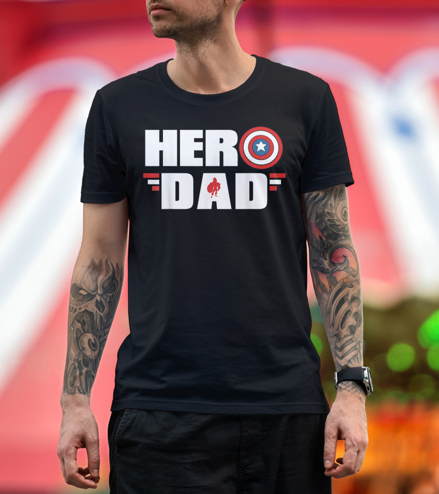 Hero Dad Captain America Shield Marvel Father's Day T-Shirt