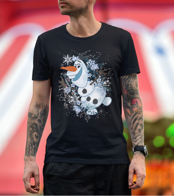 Premium T-Shirt: Frozen Olaf Surrounded by Snowflakes and Flowers T-Shirt Frozen Olaf Surrounded by Snowflakes and Flowers T-Shirt