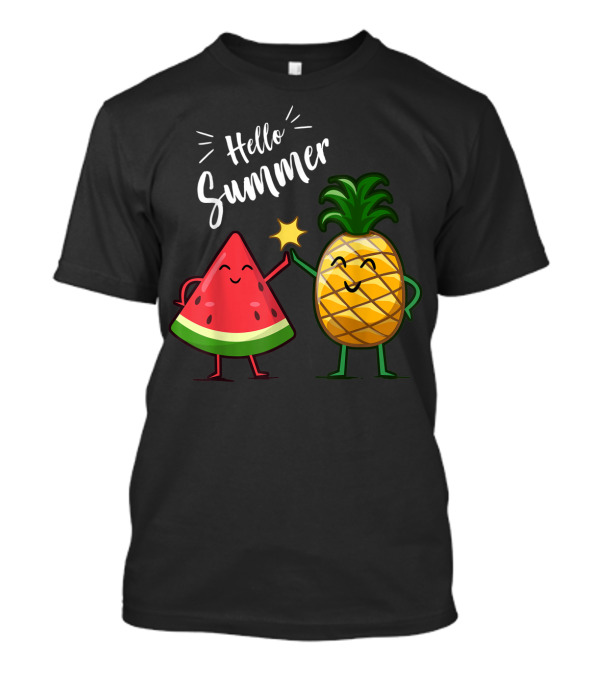 Hello Summer Watermelon Pineapple High-Five Fun T-Shirt