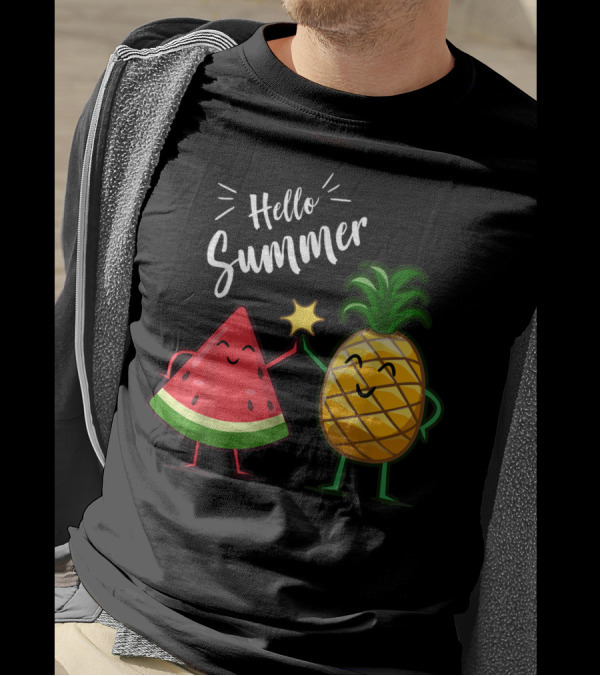 Hello Summer Watermelon Pineapple High-Five Fun T-Shirt