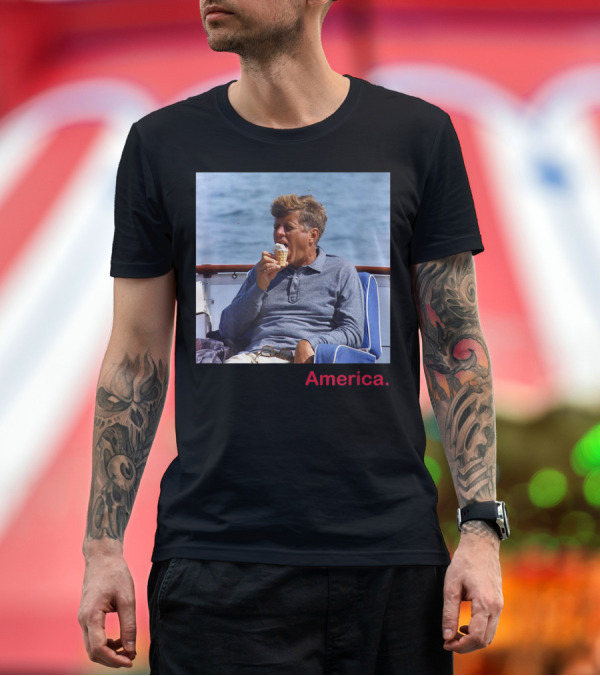 Premium T-Shirt: JFK Eating Ice Cream America 4th of July T-Shirt JFK Eating Ice Cream America 4th of July T-Shirt