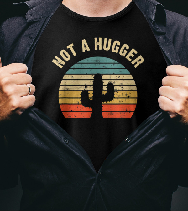 Not A Hugger Retro Sunset Cactus T-Shirt