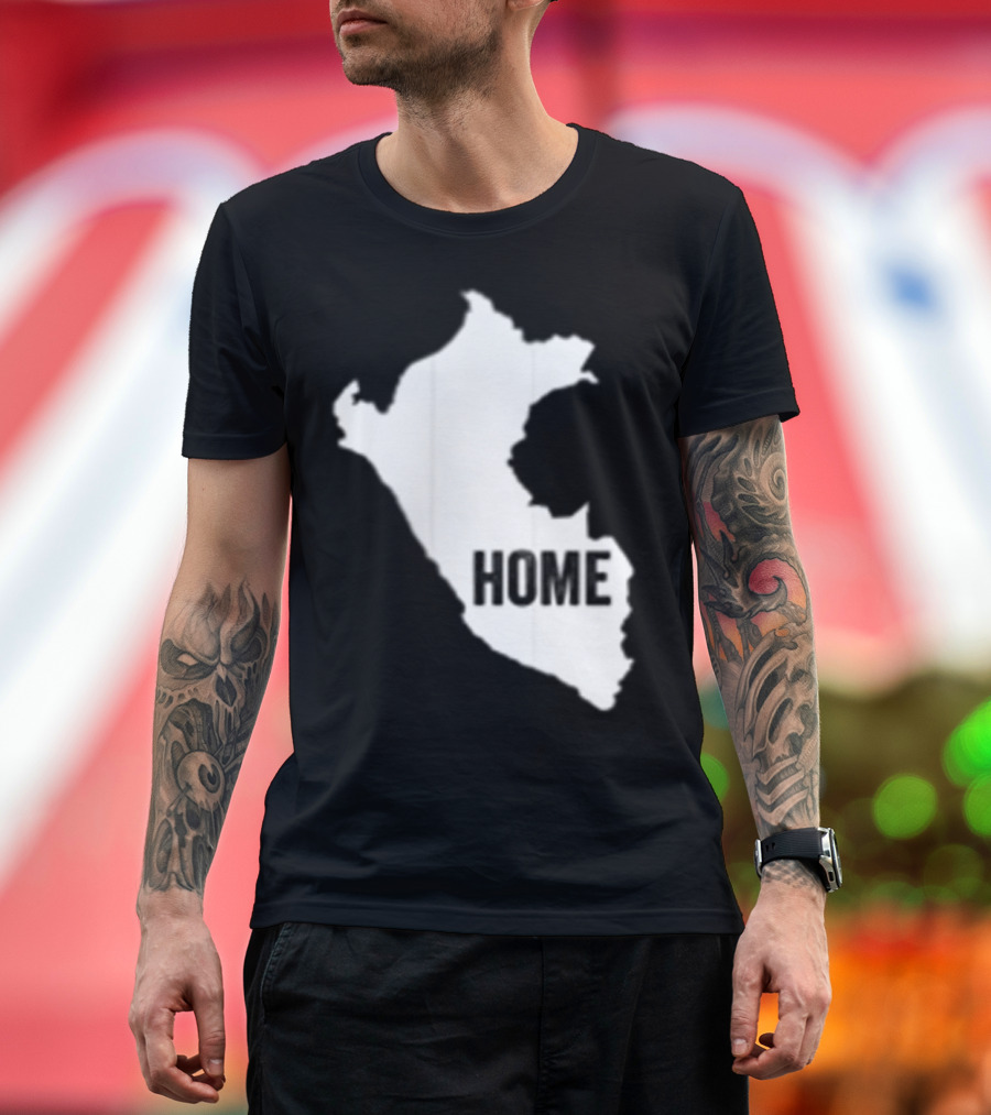 Peru Map Outline with Home Text T-Shirt