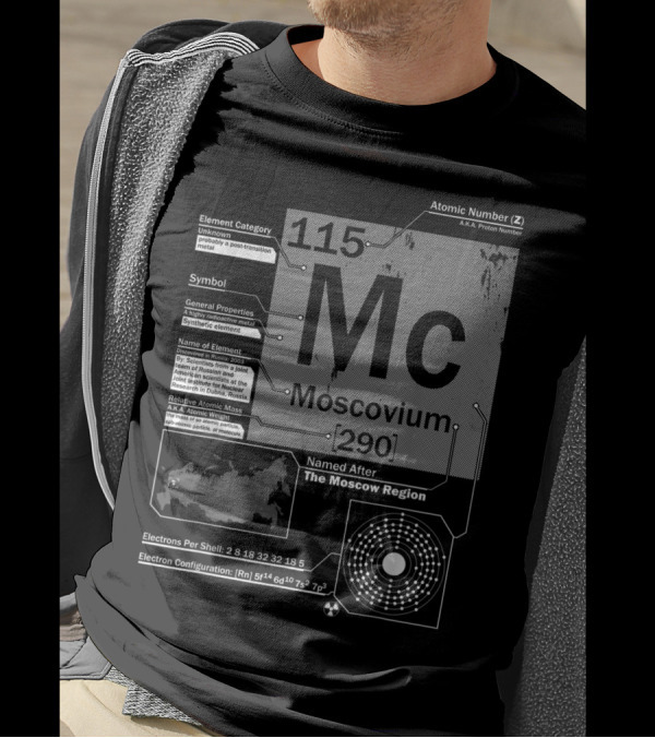 Moscovium 115 Mc Atomic Number Element Category Symbol Map Named After Moscow Electron Configuration T-Shirt