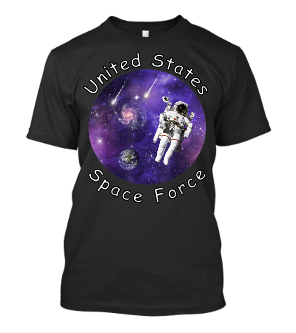 United States Space Force Astronaut Floating In Cosmic Galaxy T-Shirt
