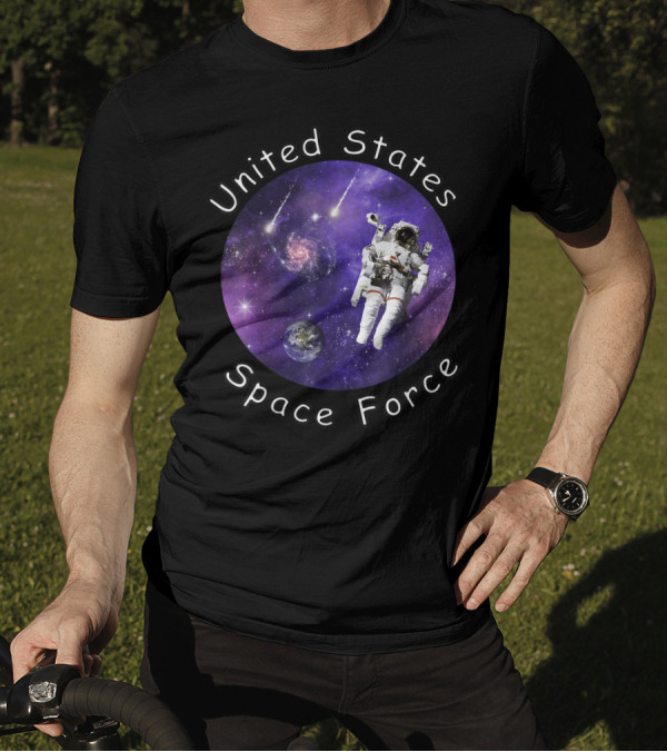 United States Space Force Astronaut Floating In Cosmic Galaxy T-Shirt