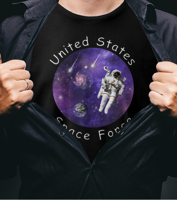 United States Space Force Astronaut Floating In Cosmic Galaxy T-Shirt