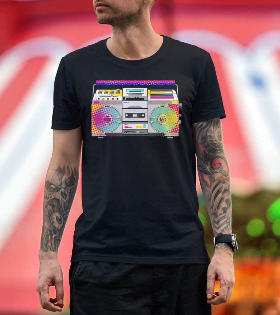 Boom Box 80s Cassette Player Retro Vibes T-Shirt