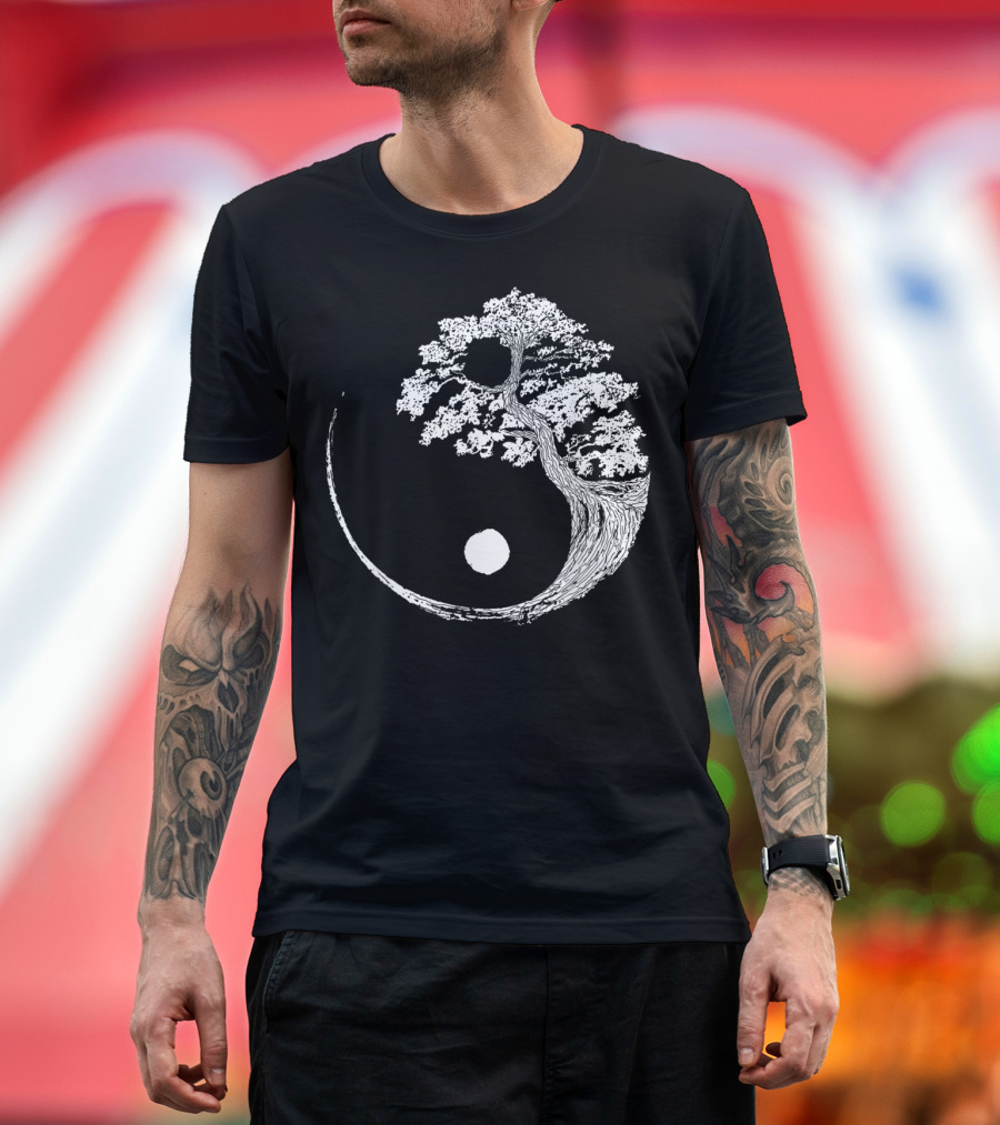 Yin Yang Bonsai Tree Japanese Zen Buddhist T-Shirt