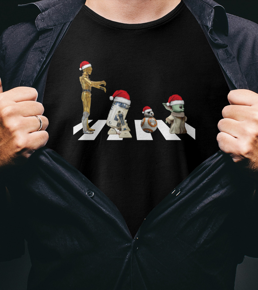 Star Wars Christmas Abbey Road C-3PO R2-D2 BB-8 Baby Yoda T-Shirt
