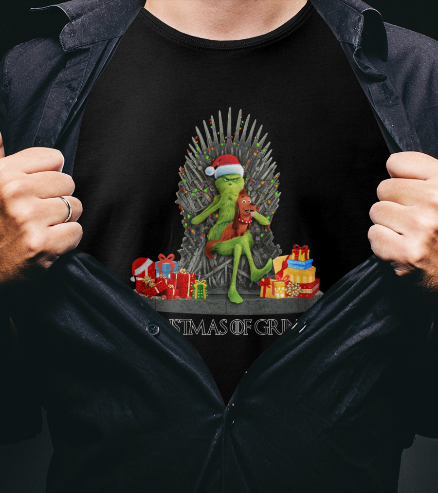 Christmas Of Grinch Iron Throne Santa Hat Gifts T-Shirt