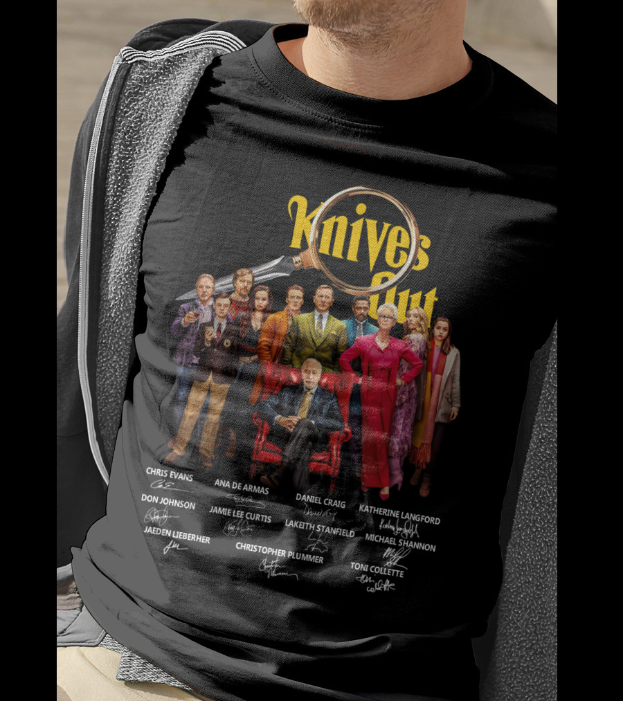 Knives Out Daniel Craig Chris Evans Ana De Armas Cast Signatures T-Shirt